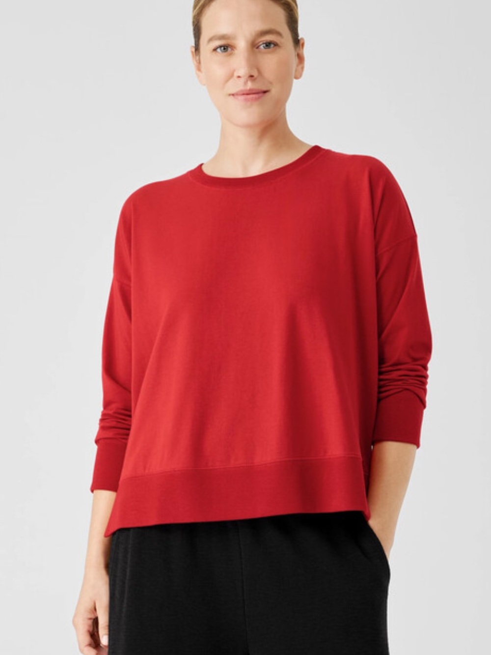 Eileen Fisher Traceable Cotton Jersey Crew Neck Top Sweatshirt Size 1X